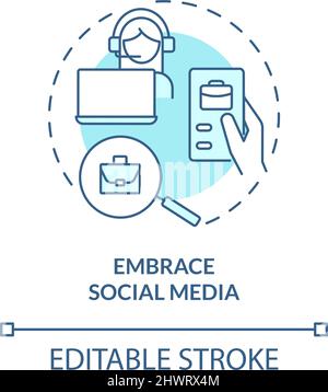 Embrace social media turquoise concept icon Stock Vector