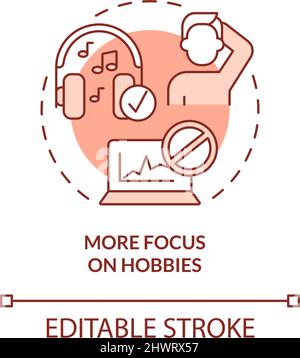 More focus on hobbies terracotta concept icon Stock Vector