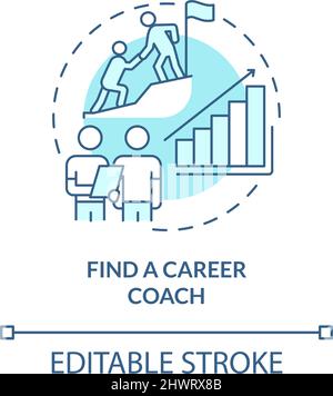 Find career coach turquoise concept icon Stock Vector