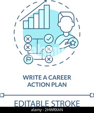 Write career action plan turquoise concept icon Stock Vector