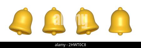 3d render yellow ringing bell with new notification for social media reminder. Stock Vector