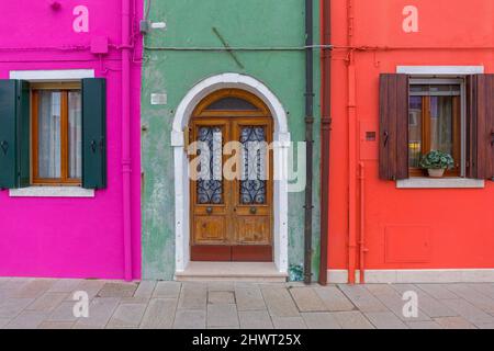 Arch Door at Green House in Burano Venice Italy Stock Photo