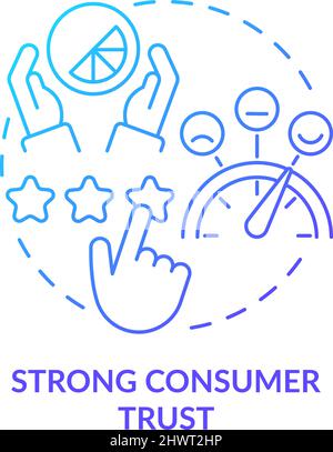 Strong consumer trust blue gradient concept icon Stock Vector