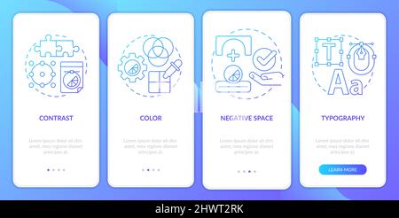 Principles of graphic design blue gradient onboarding mobile app screen Stock Vector