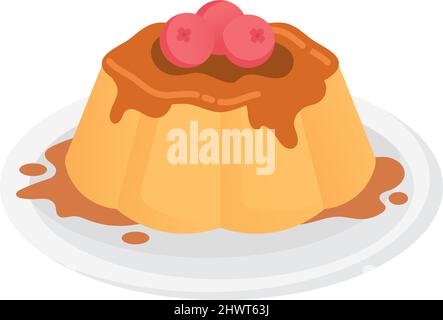 Jelly pudding icon gelatin dessert dish vector Stock Vector