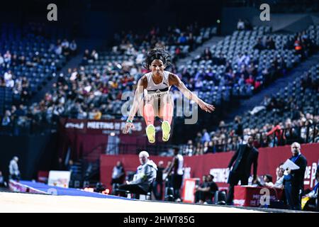 Patricia Mamona of Portugal (Women's Triple Jump) competes during the World Athletics Indoor Tour, Meeting de Paris 2022 on March 6, 2022 at Accor Arena in Paris, France. Stock Photo