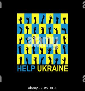 Help Ukraine concept with human hands Stock Vector