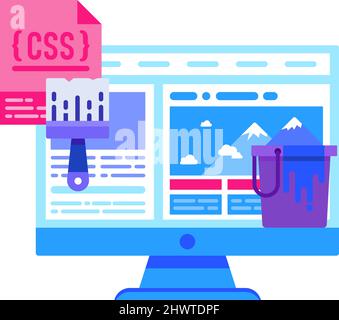 Css maintenance icon flat vector software develop Stock Vector