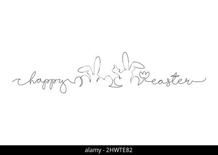 Have Yourself a Very Happy Easter. Easter Bunny illustration continuous line drawing. Stock Vector