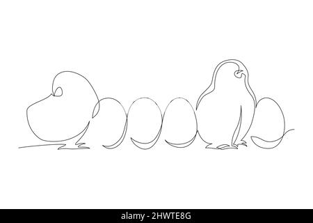 Have Yourself a Very Happy Easter. Easter Bunny illustration continuous line drawing. Stock Vector