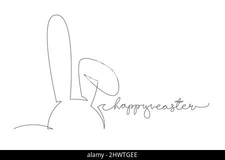 Have Yourself a Very Happy Easter. Easter Bunny Ears illustration continuous line drawing. Stock Vector