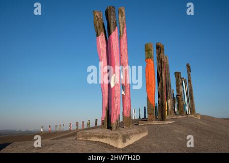 BOTTROP, GERMANY - APRIL 27, 2021: Haniel tip, landmark of Ruhr Metropolis against sky on April 27, 2021 in Bottrop, Germany Stock Photo