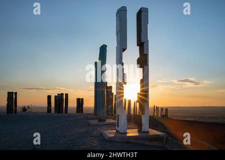 BOTTROP, GERMANY - APRIL 27, 2021: Haniel tip, landmark of Ruhr Metropolis against sky on April 27, 2021 in Bottrop, Germany Stock Photo