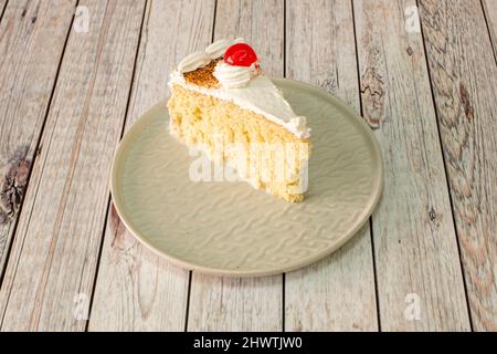 tres leches cake Its name comes from its preparation with three types of milk: evaporated, cream and condensed milk. Stock Photo