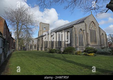 St Nicholas Church  North Walsham, Norfolk, UK            April Stock Photo