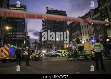 Street scene outside of Aldgate Station, Aldgate High Street, City of ...