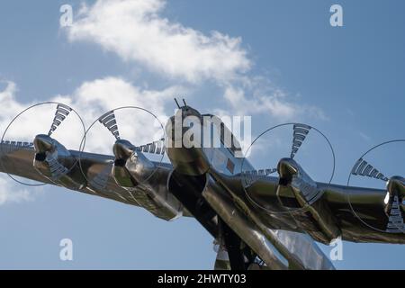 The memorial sculpture, Operation Manna, International Bomber Command Centre, Lincoln, IBCC, Phil Neal, humanitarian airborne mission, West Holland. Stock Photo