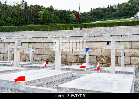 Historical Polish WWII Cemetary near the Abbey in Montecassino Stock Photo