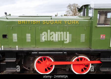 York.Yorkshire.United Kingdom.February 16th 2022.A Ruston and Hornsby 88DS train is on display at the Yorkshire museum of farming Stock Photo