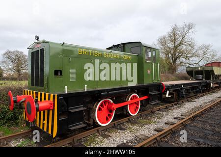 York.Yorkshire.United Kingdom.February 16th 2022.A Ruston and Hornsby 88DS train is on display at the Yorkshire museum of farming Stock Photo