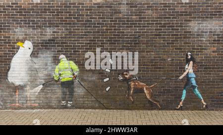 Nice painting on brick wall in town centre Stock Photo