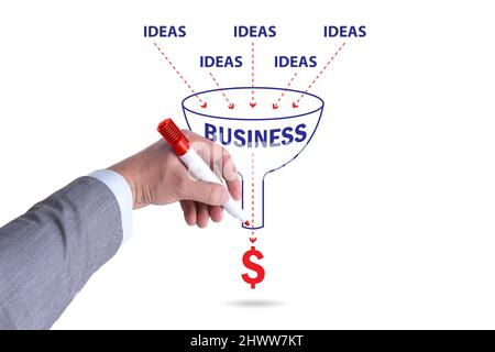 Illustration of turning ideas into the business outcomes Stock Photo