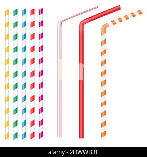 Colorful drinking straws isolated on a white background, vector illustration Stock Vector