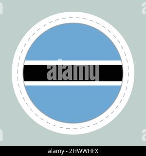 Sticker ball with flag of Botswana. Round sphere, template icon. National symbol. Glossy realistic ball, 3D abstract vector illustration. Big bubble Stock Vector
