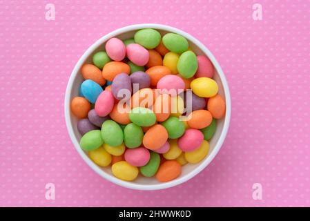 Colorful Jelly Beans in a Bowl Stock Photo