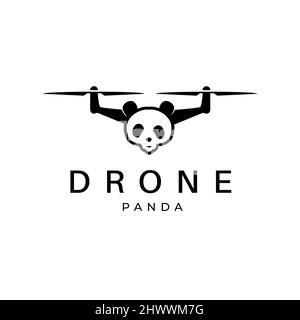 Drone Logo Design Vector Template Panda head illustration Stock Vector