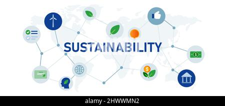 sustainability eco green corporate company business illustration concept web header icon set Stock Vector