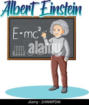 Portrait of Albert Einstein in cartoon style illustration Stock Vector