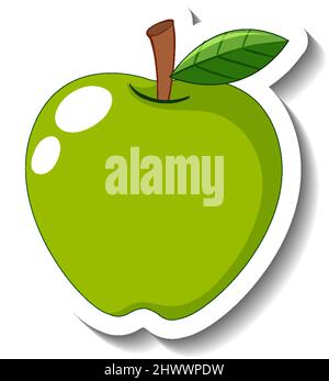 Green apple isolated on white background illustration Stock Vector