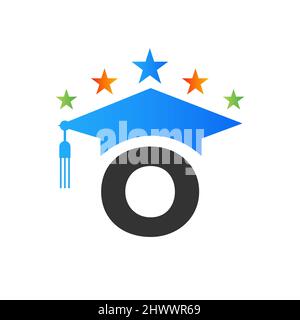 Letter O Education Logo Initial Graduation Cap Concept. Education Logo Design Template With O Letter Graduate Hat Vector Template Stock Vector