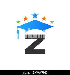 Letter Z Education Logo Initial Graduation Cap Concept. Education Logo Design Template With Z Letter Graduate Hat Vector Template Stock Vector