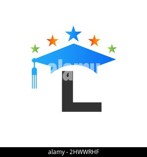 Letter L Education Logo Initial Graduation Cap Concept. Education Logo Design Template With L Letter Graduate Hat Vector Template Stock Vector