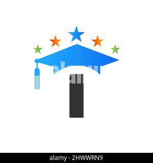 Letter I Education Logo Initial Graduation Cap Concept. Education Logo Design Template With I Letter Graduate Hat Vector Template Stock Vector