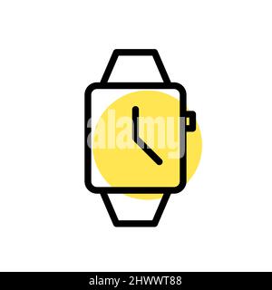 Smart watch with clock. Pixel perfect, editable stroke color icon Stock Vector