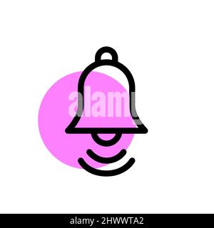 Ringing bell notification icon. Pixel perfect, editable stroke, color Stock Vector