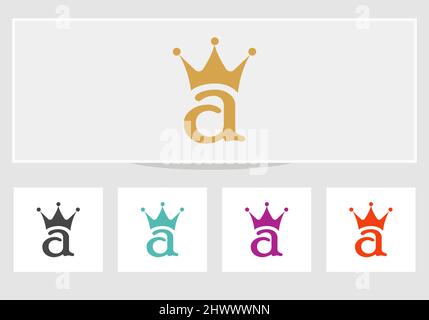 Crown Logo. Crown Logo ON Letter A Logo Design, Gold, Beauty, Fashion, Spa, Salons, And Yoga Vector Luxury Concept Stock Vector