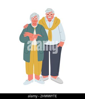 Happy seniors people.Old parents isolated on white background.Vector flat Stock Vector