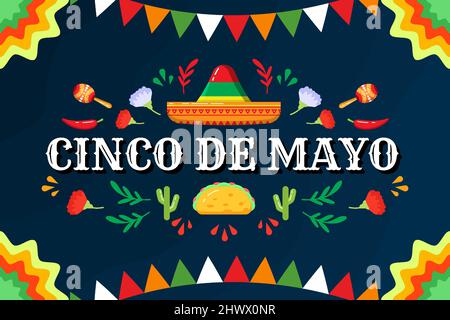 cinco de mayo background design illustration composition Stock Vector