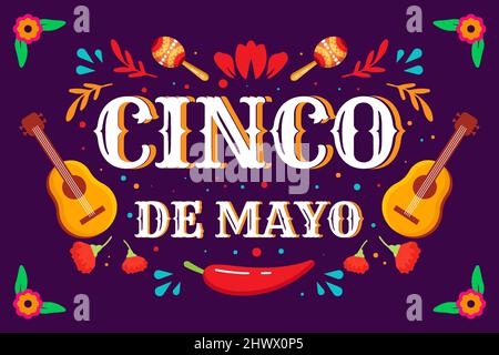 cinco de mayo background illustration flat design Stock Vector