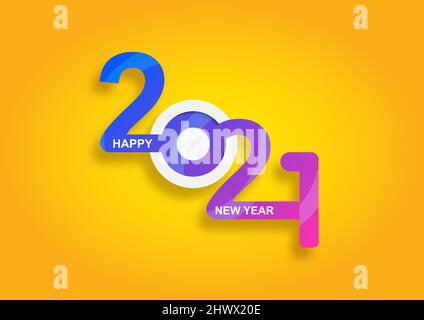 Abstract happy New Year 2021 logo text design. Cover of business. Brochure design template, card, banner. Vector illustration. Stock Vector
