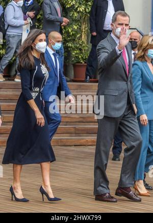 Malaga, Spain. 08th Mar, 2022. Spanish King Felipe VI and Queen Letizia Ortiz during inauguration of Tour del Talento and Arts and Letters awards by Girona Princess Foundation in Malaga on Monday, 7 March 2022. Credit: CORDON PRESS/Alamy Live News Stock Photo