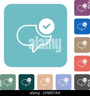 Message sent white flat icons on color rounded square backgrounds Stock Vector