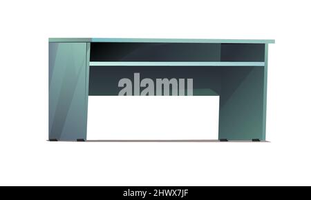 Office desktop. Front view. Cartoon style. Object isolated on white background. Furniture in modern minimalist design. Vector. Stock Vector