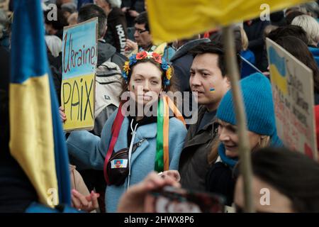 For the second consecutive weekend, the Ukrainians of Toulouse (France) accompanied by many inhabitants and municipal elected officials marched in the streets of the city, on March 6, 2022. As in many other cities of Europe, they testified while their support for the Ukrainian people who remained there, and denounced the Russian attack launched ten days ago, with President Putin in the crosshairs. Photos by Patrick Batard / ABACAPRESS.com Stock Photo