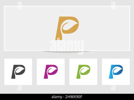 Eco logo design. Leaf logo design with P letter vector concept Stock Vector