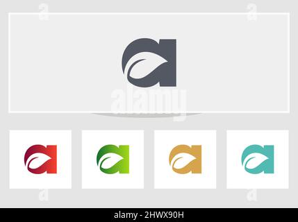 Eco logo design. Leaf logo design with A letter vector concept Stock Vector